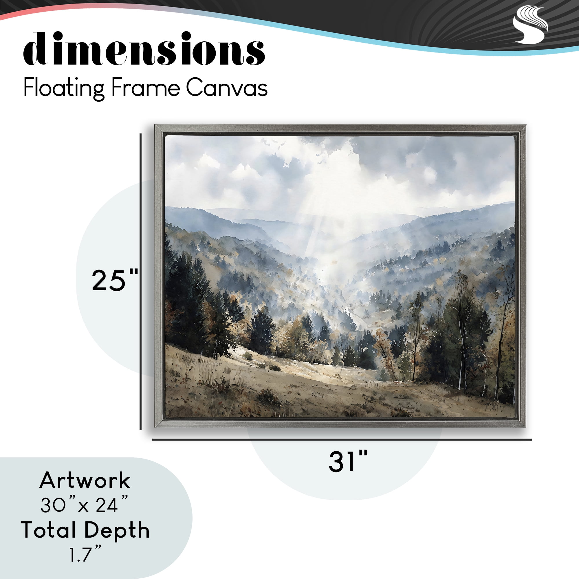 Stupell Industries Sunlit Fall Valley Beams Gray Framed Floater Canvas Wall Art, design by Franklyn Gregory