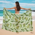 thumbnail image 4 of Yuyamidu Pickle Womens 3pcs Bikini Swimsuits Triangle Swimsuit Beach Outfits with Long Sheer Cover Up Triangle Bikini Top Tie Side Bottom, 4 of 6