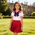 thumbnail image 4 of Girls Dress Sailor School Uniform Shirt Skirt Bow Tie Outfits Navy Suit Size 5-12 Red, 4 of 9