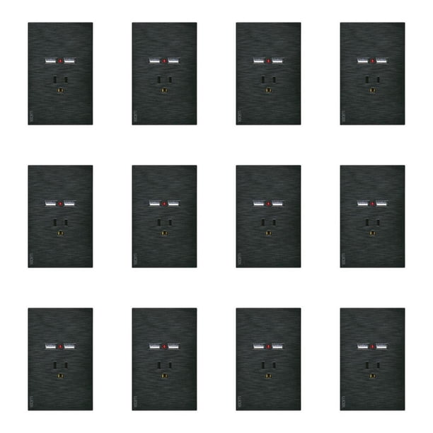 Placa Con 1 Contacto Y 2 Entradas USB Lucek FlatPack 12 negro