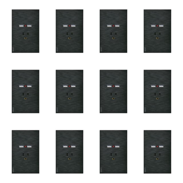 Placa Con 1 Contacto Y 2 Entradas USB Lucek FlatPack 12 negro