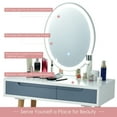 thumbnail image 6 of Gymax Makeup Vanity Dressing Table Set w/ Touch Screen Padded Stool Gray, 6 of 8