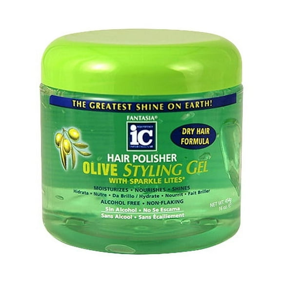 Fantasia IC Hair Polisher Olive Styling Gel With Sparkle Lites 16 Oz