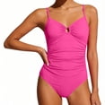thumbnail image 6 of CHGBMOK Womens One Piece Swimsuit Tummy Control Ruched Bathing Suit V Neck Push Up Spaghetti Straps Swimwear, 6 of 6