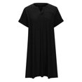 thumbnail image 4 of Patlollav 2024 Womens Dresses,Women'S Plus Size Casual Loose Summer Solid Color V-Neck Short Sleeve Dresses, 4 of 6