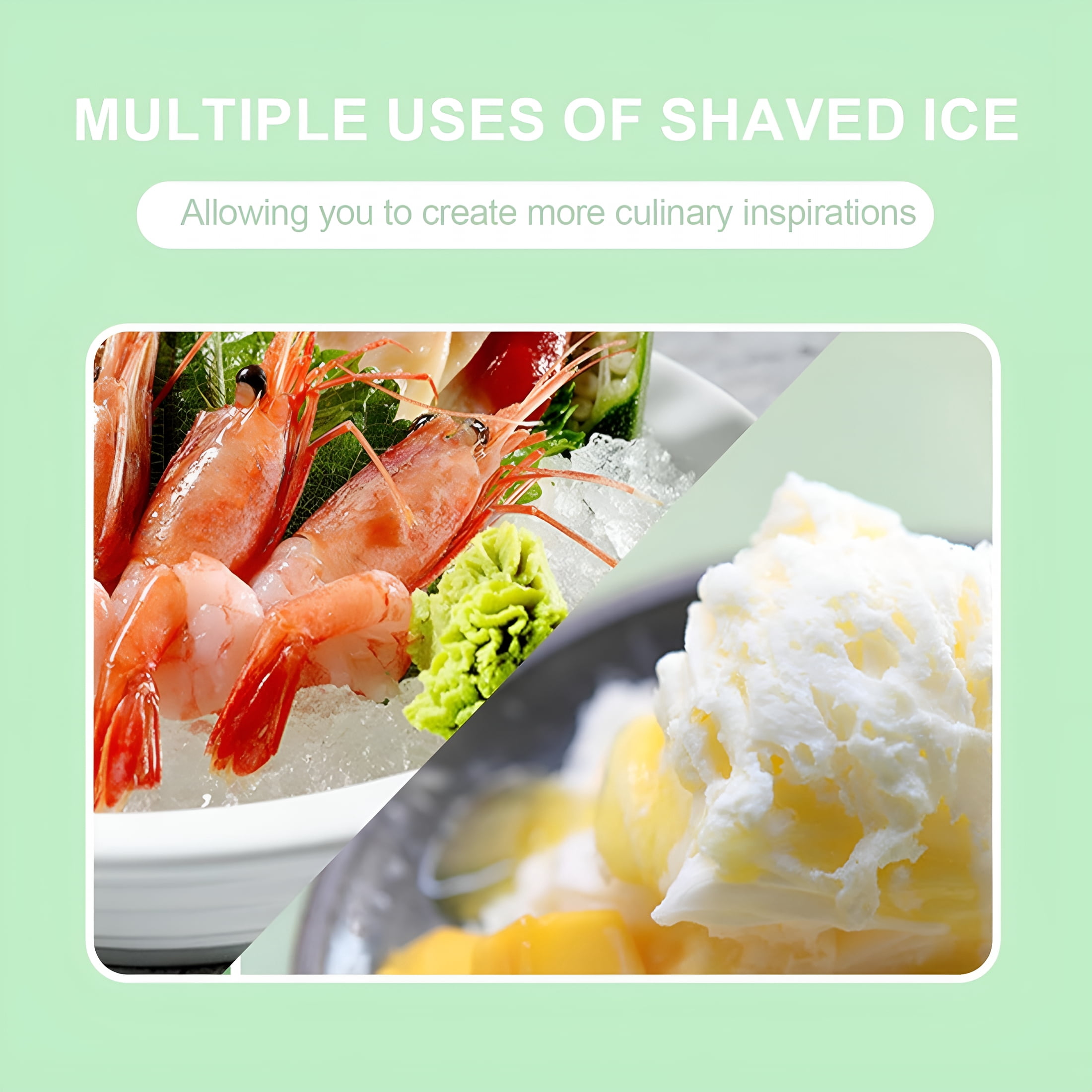 CURYMAY Portable Ice Shaver,Hand Crank Snow Cone Machine,Household Small Ice Maker Crusher,Manual Shaved Ice Machine with 1 Reusable Plastic Ice Mold Cups for Making Snowcones Ice Cream (White)