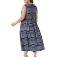 thumbnail image 4 of DARING DIVA Women's Plus Summer Boho V Neck Sleeveless Midi Dress 1X Navy Blue, 4 of 6