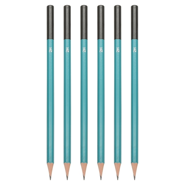 Uxcell 2H Drawing Pencils for Sketching, 6PCS Sketch Pencils for Drawing Art Pencils Graphite Wood Pre-sharpened for Drawing Sketching Artist, Hexagonal, Black Refill, Green/Black Pole