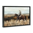 thumbnail image 4 of Stupell Industries Cowboy Rounding Cattle Landscape Painting Black Floater Framed Canvas Art Print Wall Art, 25 x 17, 4 of 10