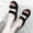 Black, variant on WIZUTIZ Womens Shower Shoes Walking Casual Women's Slide Sandals Summer Slide Sandals Wedge Sandals Platform Heels Slippers BOHO Knitted Beach Slides Indoor with Arch Support Slippers