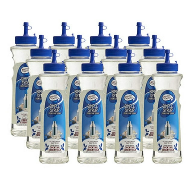 Master of Mixes Simple Syrup, Professional Pure Cane Sugar Sweetener, 375 mL "Speed-Pour" Bottle (12/Case Bulk)