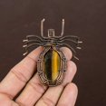 thumbnail image 2 of Natural Tiger Eye Gemstone Handmade Copper Wire Wrap Spider Pendant 2.56", 2 of 4