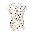 thumbnail image 5 of Women's Summer Tops Short Sleeve Spring Fashion Printed Button Detail Crew Neck Comfy Tunic Top Tees (S, White), 5 of 8