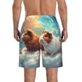 thumbnail image 3 of KLL Cloud Guinea Pig Men's Casual Summer Beach Shorts Hawaiian Shorts with Pockets-3X-Large, 3 of 5