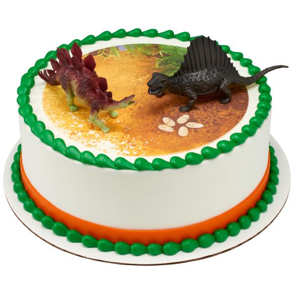 Set of 3 plus number for age. Dinosaur edible cake toppers
