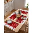 thumbnail image 6 of Merry Christmas Placemats Set of 6,Cotton Linen Table Mats Non-Slip Washable Xmas Ball Ornaments Snow Red Placemat for Holiday Party Dining Snowflake Kitchen Table Decor, 6 of 6
