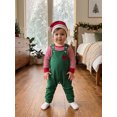thumbnail image 4 of RUINIXCW Infant Baby Christmas Outfits Long Sleeve Stripe Romper Suspender Pants Hat, 4 of 8
