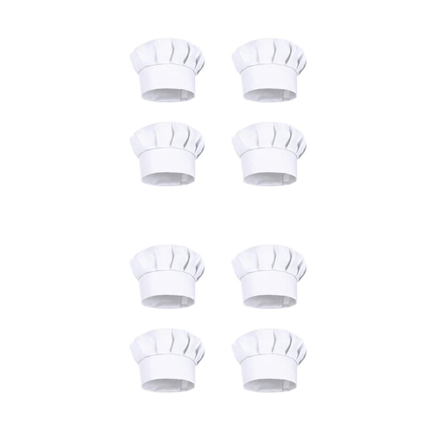 Minnieouse 4Pcs Kids White Chef Hats Elastic BBQ Cake Cooking Kindergarten Caps Funny Children Professional Household Toy Hat Costume 2piezas