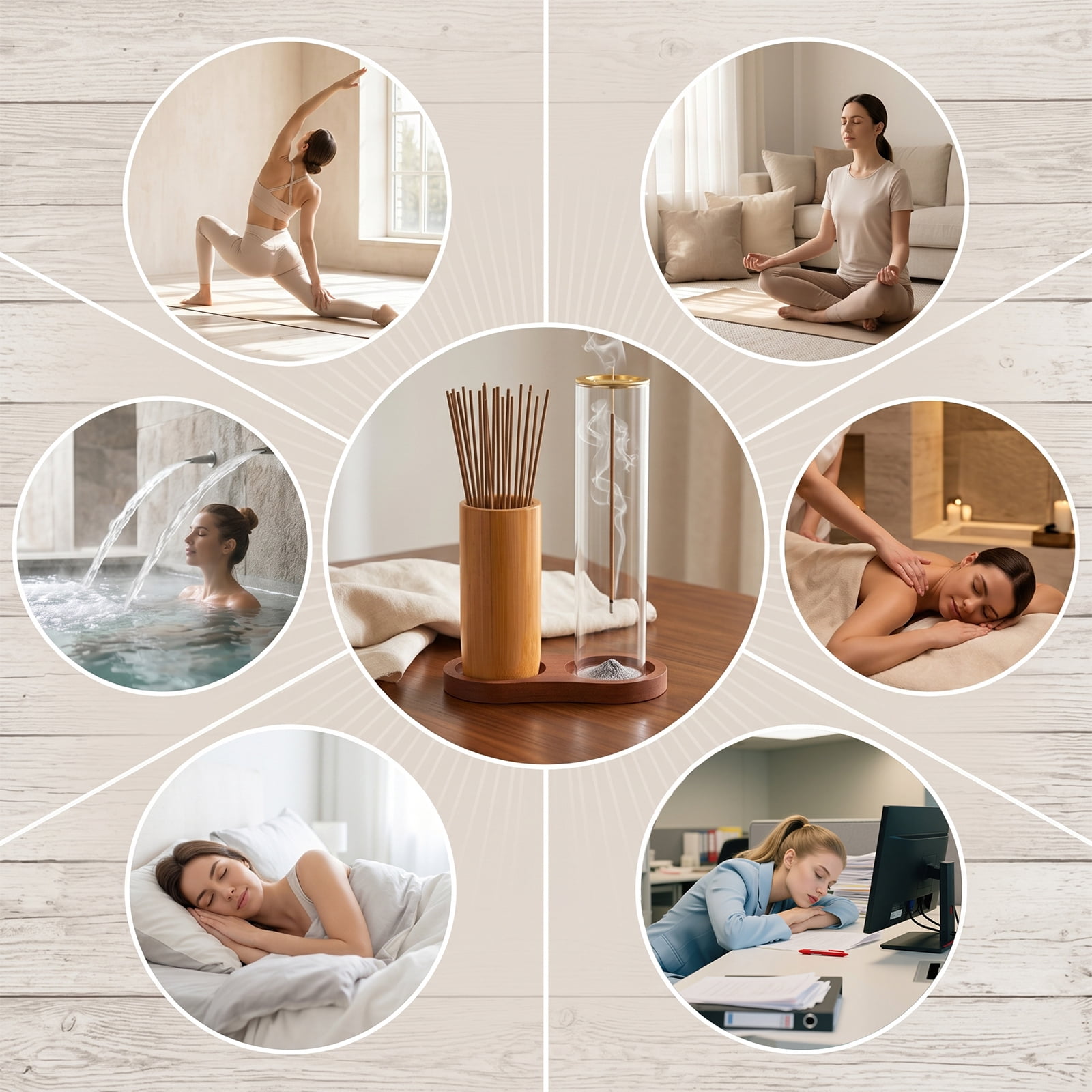 Wooden Upside Down Incense Holder Elegant Incense Stick Burner Holder with Ash Catcher for Home Office Yoga Living Room