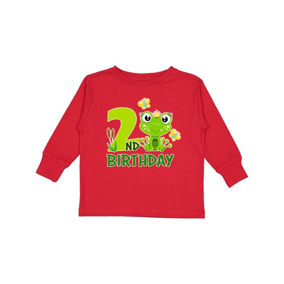 Inktastic 2nd Birthday Princess Frog Girls Long Sleeve Toddler T-Shirt