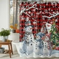 thumbnail image 3 of Shower Curtain 72"W x 72"L Christmas Snowman Xmas Tree Red Plaid Fabric Shower Curtains Set with Hooks Water Repellent Bathroom Curtains Machine Washable Bathroom Accessories, 3 of 9