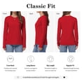 thumbnail image 2 of QUALFORT Women's Long Sleeve Shirts, 100% Cotton Crew Neck Long Sleeve T Shirt for Women, Soft Lightweight Casual Basic Cotton Top, Red S, 2 of 7
