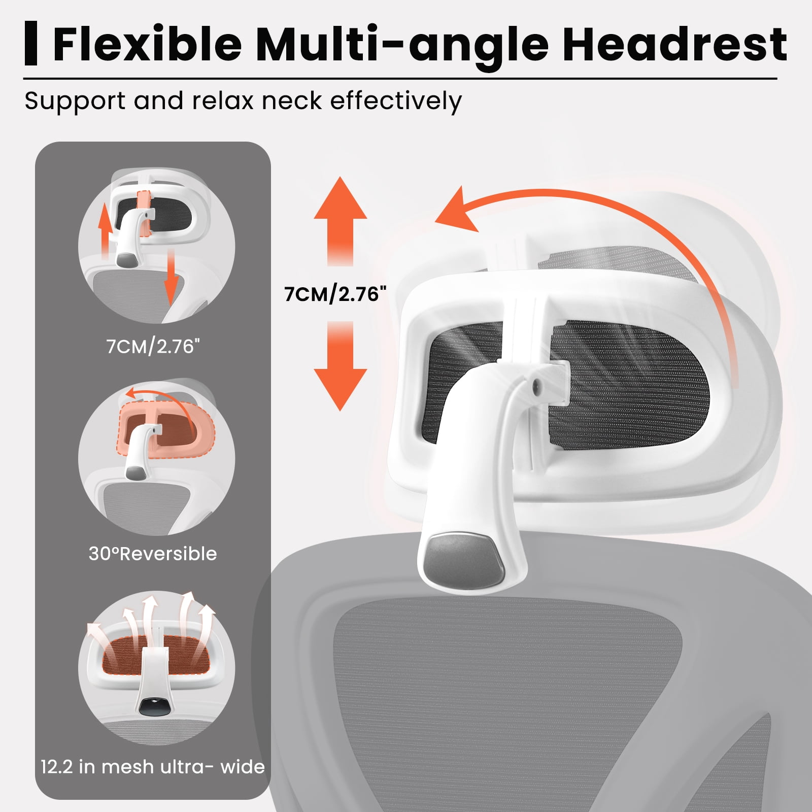 COOLHUT Ergonomic Office Chair, High Back Adjustable Computer Desk Chair with Lumbar Support, 500lb, White