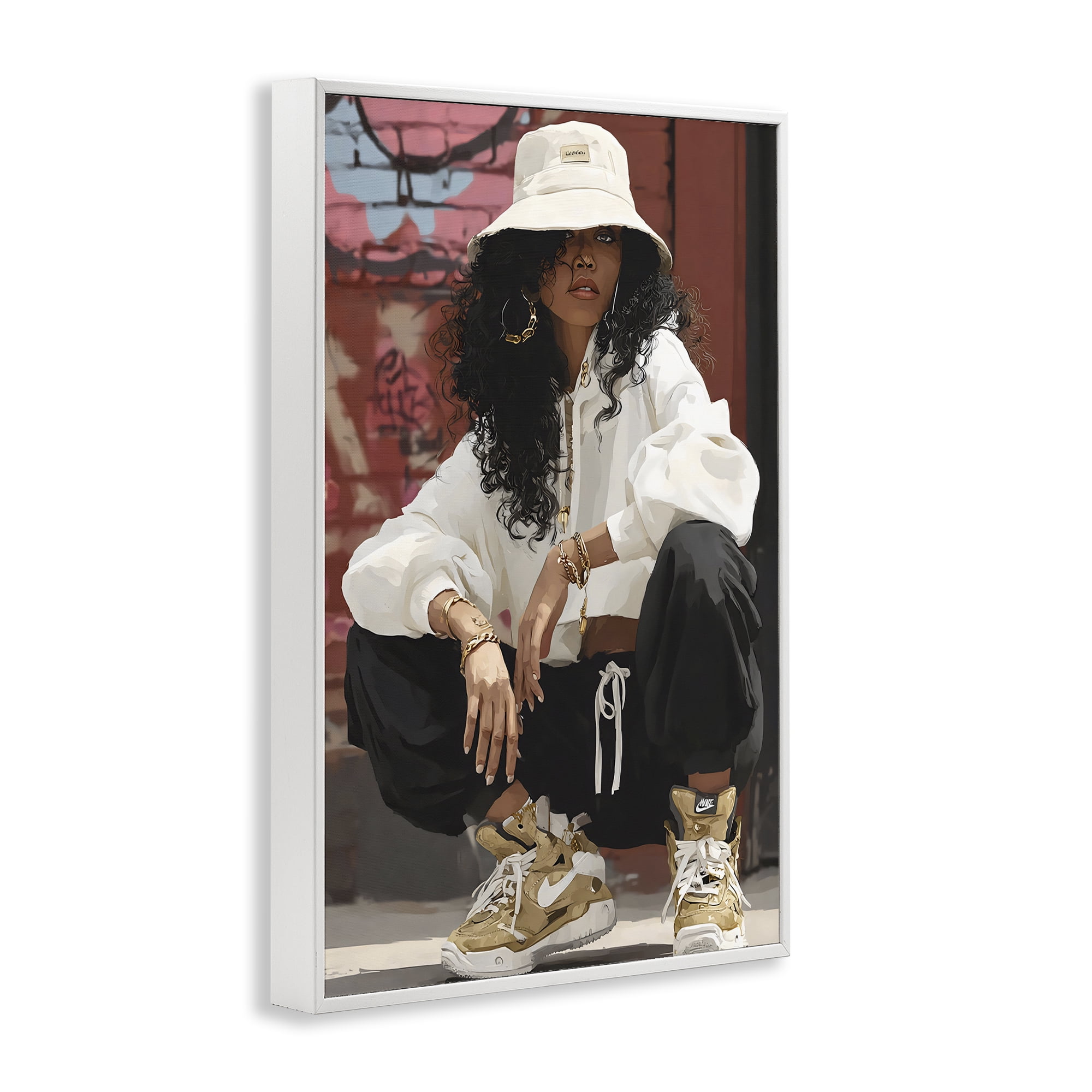 Stupell Industries Urban Streetwear Bucket Hat White Framed Giclee Art, design by Franklyn Gregory