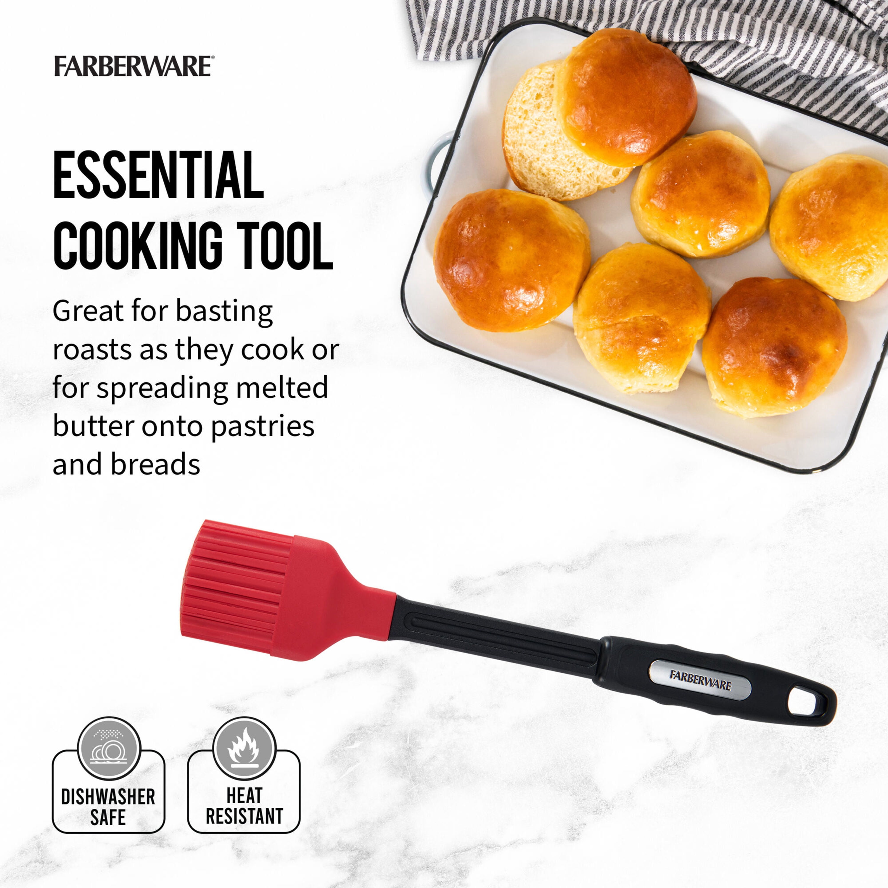 Farberware Professional Soft Basting Brush – 27,9 Cm Silikon-Pinsel, Hitzebeständig Bis 250°C, Spülmaschinenfest