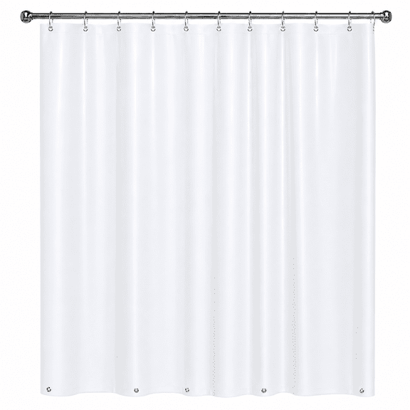 Magnetized Shower Curtain Liner Waterproof White Solid Vinyl 70" x 72"