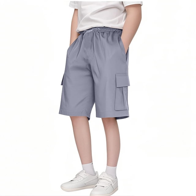 Lovzfmll Little Boys' Sweat Shorts, Solid Color with Large Pockets, Loose and Comfortable Fit for Spring and Fall for 9-10 Years