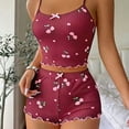 thumbnail image 4 of Cekizud Womens Pajamas Printed Bowknot Camisole Pajama Set Cute Homewear,Sizes S-2XL, 4 of 5