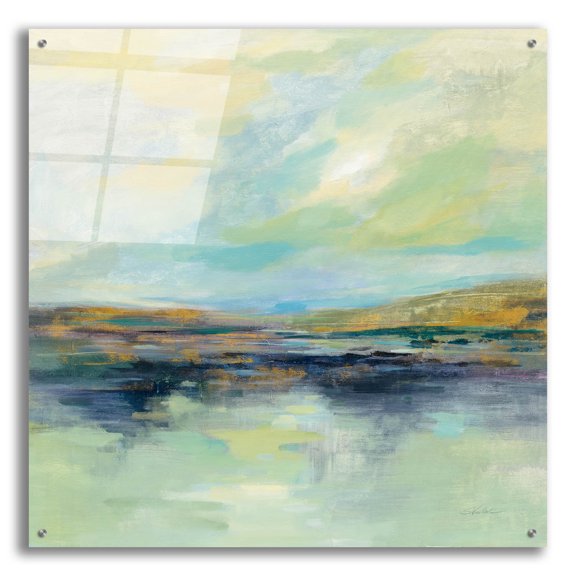 Epic Art 'Golden Fields by the River' by Silvia Vassileva, Acrylic Glass Wall Art, 36"x36"
