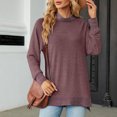 thumbnail image 6 of Lenpel Women's Long Sleeve Tunic Tops Turtleneck Side Split Soft Casual Pullover Tops Fall Fashion Sweatshirts, 6 of 7