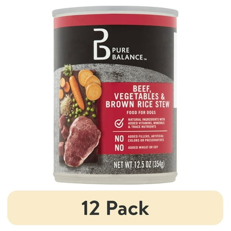 (12 pack) Pure Balance Grain-Free Formula Beef Wet Dry Dog Food, 12.5 oz Can