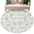 thumbnail image 2 of 7ft Round Rug, Green Leaf Flower Non-Skid Rubber Backing Large Area Rugs - Living Room Bedroom Home Office, Vintage Farmhouse Bohemian Spring Indoor Floor Mat Carpets Washable Rug, 2 of 9