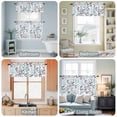 thumbnail image 3 of Kitchen Window Curtains Valance and Tier Set, Farm Blue Black Leaves Rod Pocket Tier Curtains and Valance 3 Piece Set, Rural Style Plants Light Filtering Window Treatment for Bedroom Living Room, 3 of 9
