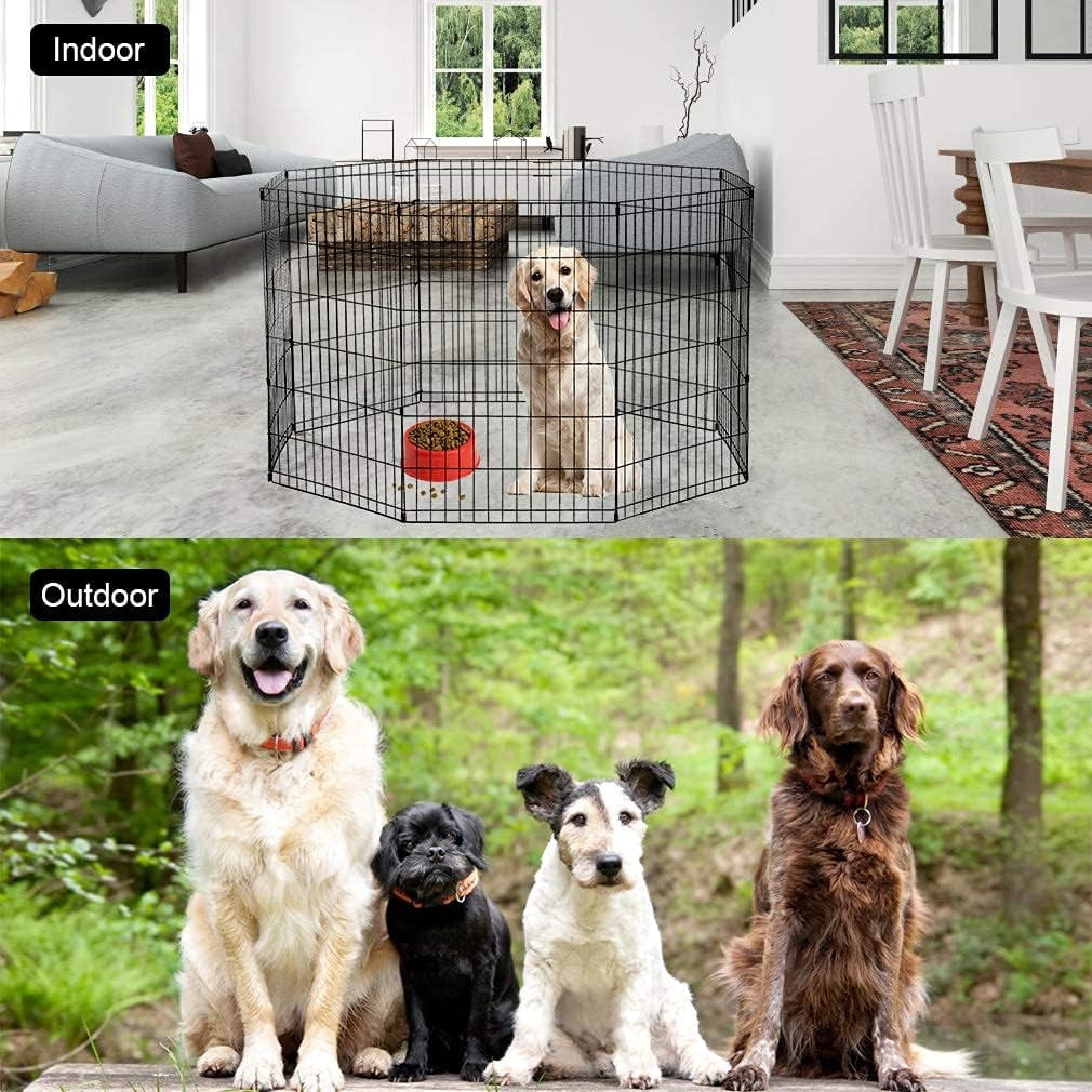 YRLLENSDAN 36in Foldable Dog Playpen Indoor/Outdoor, Pet Fence Indoor Pet Playpen Portable Dog Pen Dog Enclosure Dog Pen for Medium Dogs, Black