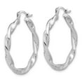 thumbnail image 2 of 925 Sterling Silver Rhodium Plated Women's 3.7mm Polished & Twisted Tube Hoop Earrings | 33mm, 2 of 4