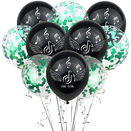 10pcs Tik Tok Party Decorations Latex Balloons Party Confetti Foil Ball ...