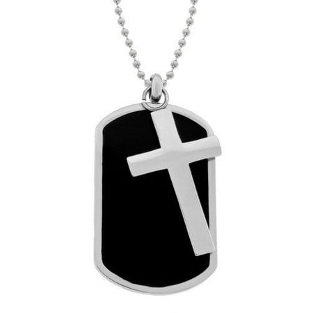 GOLDNROX Stainless Steel Cross and Dog Tag Pendant