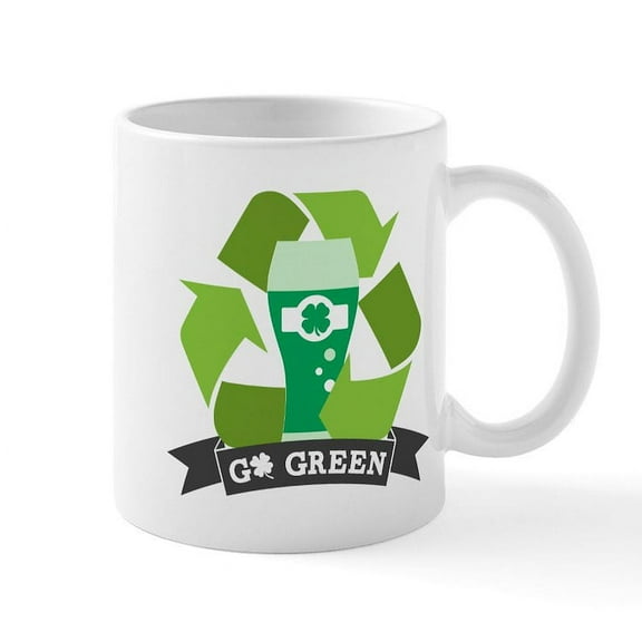 CafePress - Go Green Mug - 11 oz Ceramic Mug - Novelty Coffee Tea Cup