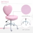 thumbnail image 3 of Corazón en forma de amor Silla de oficina de diseño trasero con altura ajustable y ruedas giratorias 360, rosa, 3 of 5