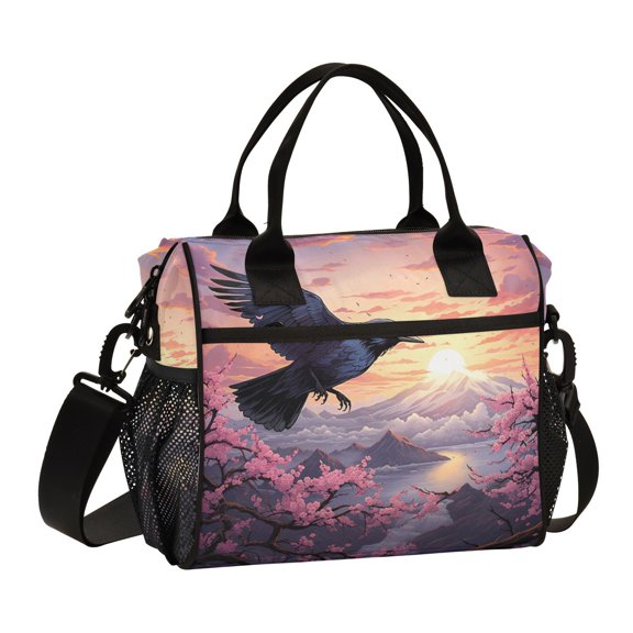 Bird Clouds Or Flowers Mountain Cooler Bag Lunch Bag Soft Cooler Cooling Tote Insulated Lunch Box for Adult Men Women