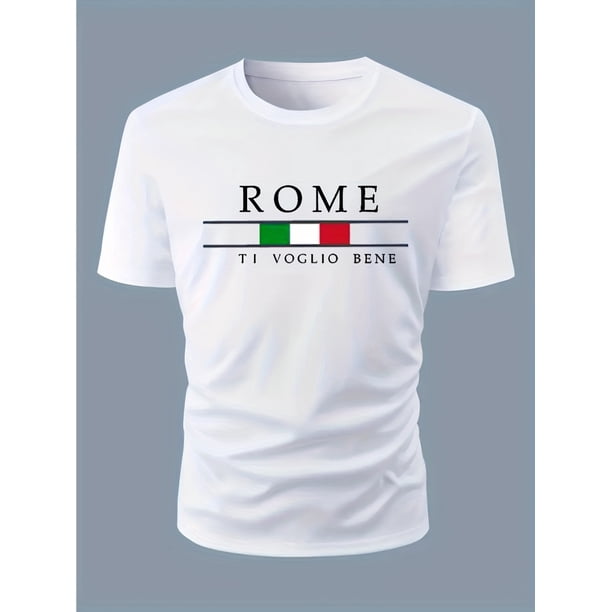 ROME Print Men's T-shirt For Summer Outdoor, Stylish Men's Crew Neck Tops, Gift For Men, Casual Sporty Tee, Summer Gifts