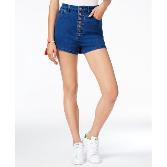 Rachel Roy High-Rise Button-Front Shorts Ocean 25