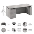 thumbnail image 3 of Scranton & Co Engineered Wood 72W Standing Desk with File Cabinet in Gray, 3 of 8
