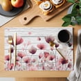 thumbnail image 2 of Watercolor Pink Flowers Placemats Set of 4, Spring Flowers Botanical Wood Grain Placemats for Dining Table, Place Mats for Kitchen Tabletop, Waterproof Wipeable Dining Table Mats Set, 2 of 9
