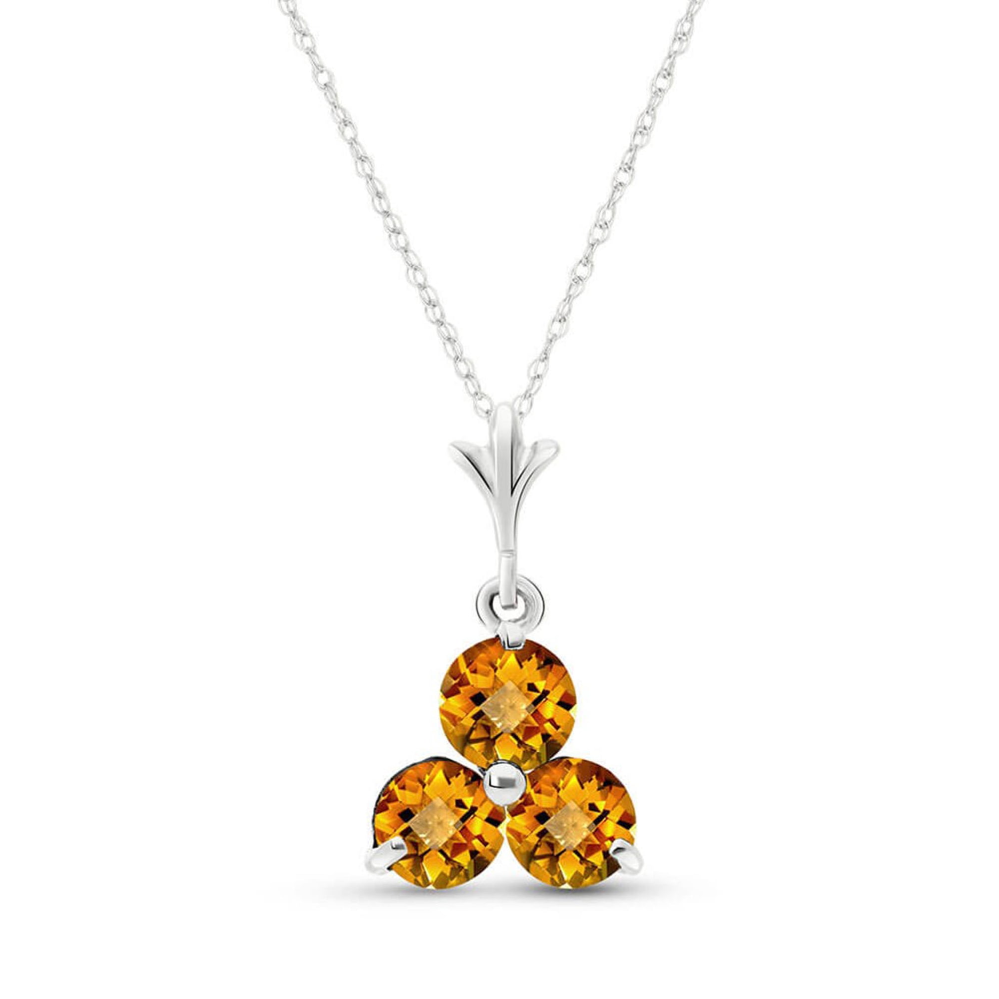 Galaxy Gold 14K Solid Gold Natural Citrine Necklace for Women - White Gold Fine Jewelry