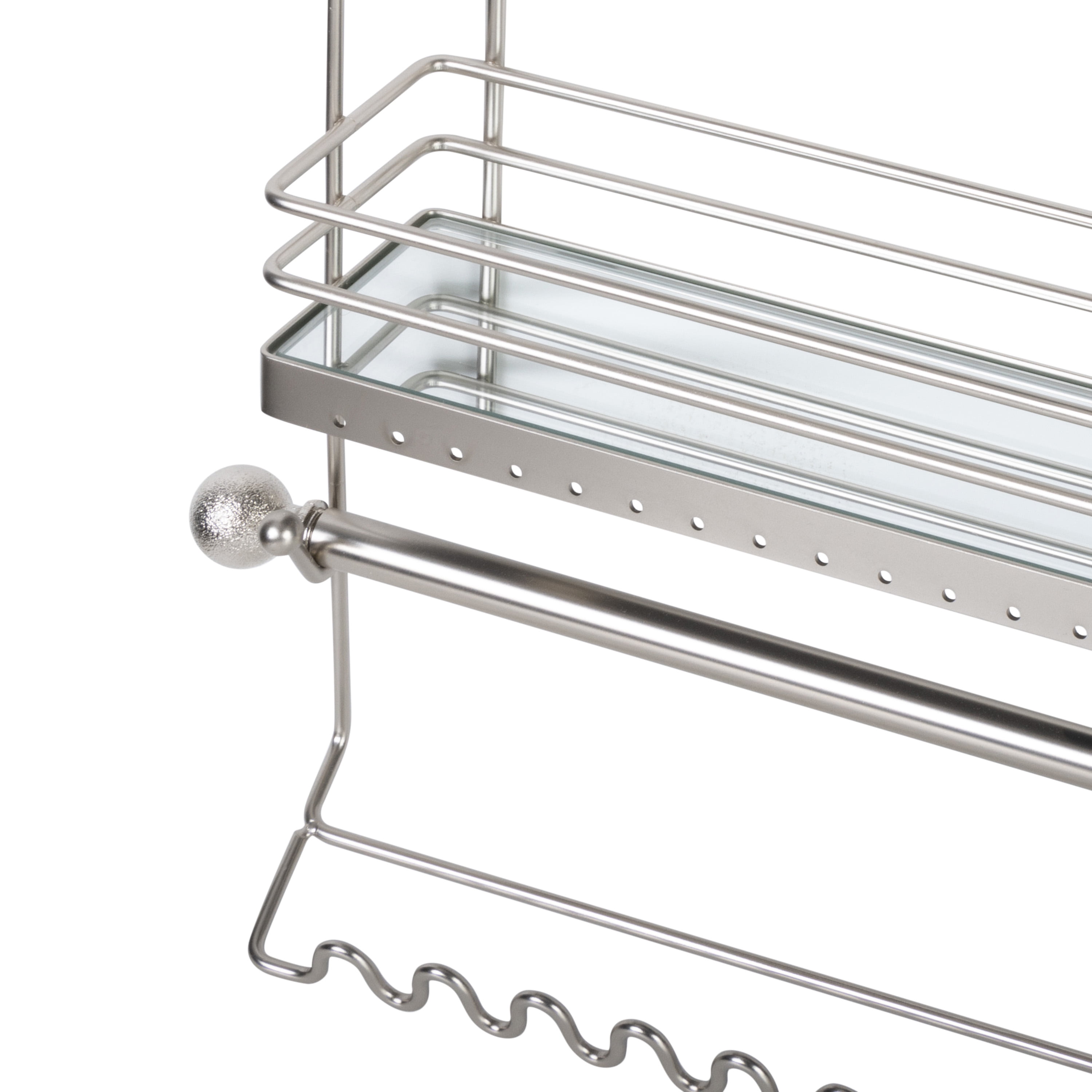 Home Details 2 Tier Wall Mount Steel Jewelry Organizer in Satin